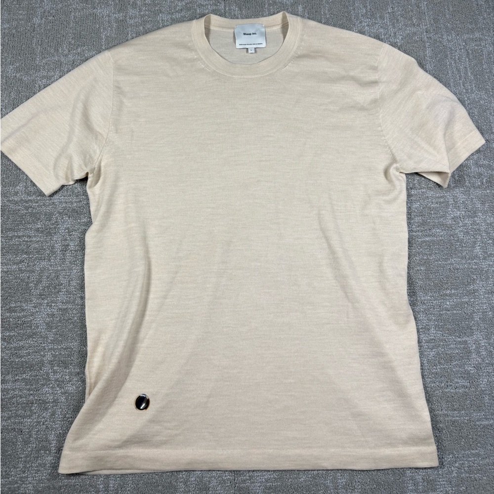 Sheep Inc 100% Merino Wool Crewneck Short Sleeve Shirt Size Large Read Below